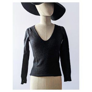 Black lambswool v neck sweater XS